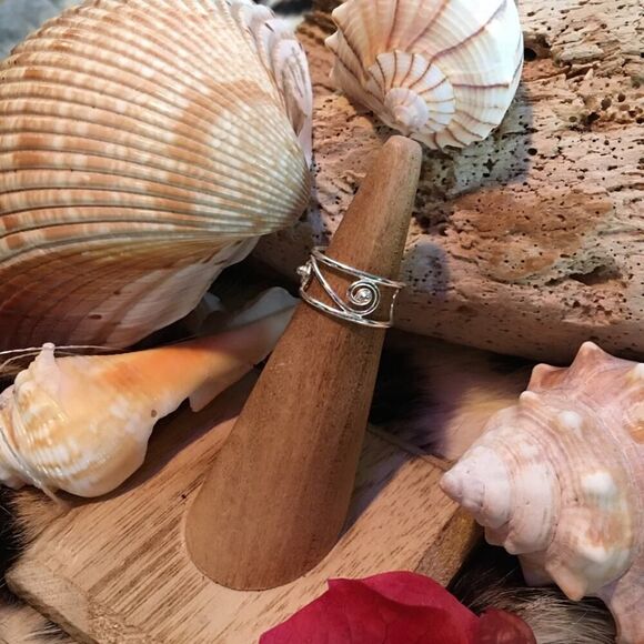 Wide Band Swirl Sterling Silver Toe Ring - Picture 2 of 5